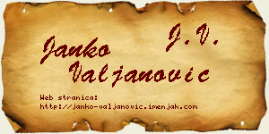 Janko Valjanović vizit kartica